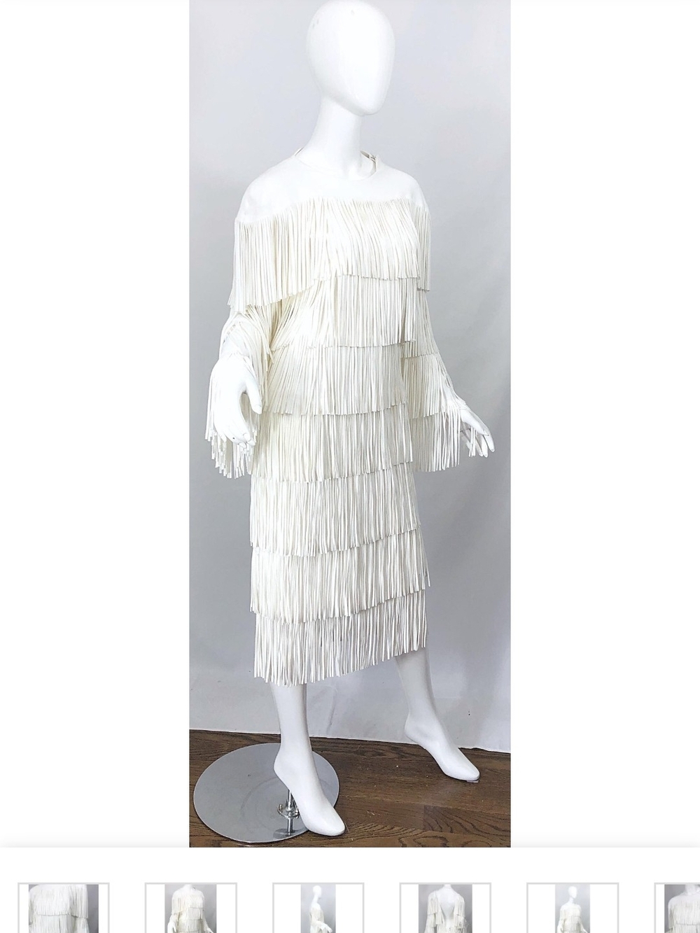 Tom Ford Ivory Tiered Fringe Midi Dress